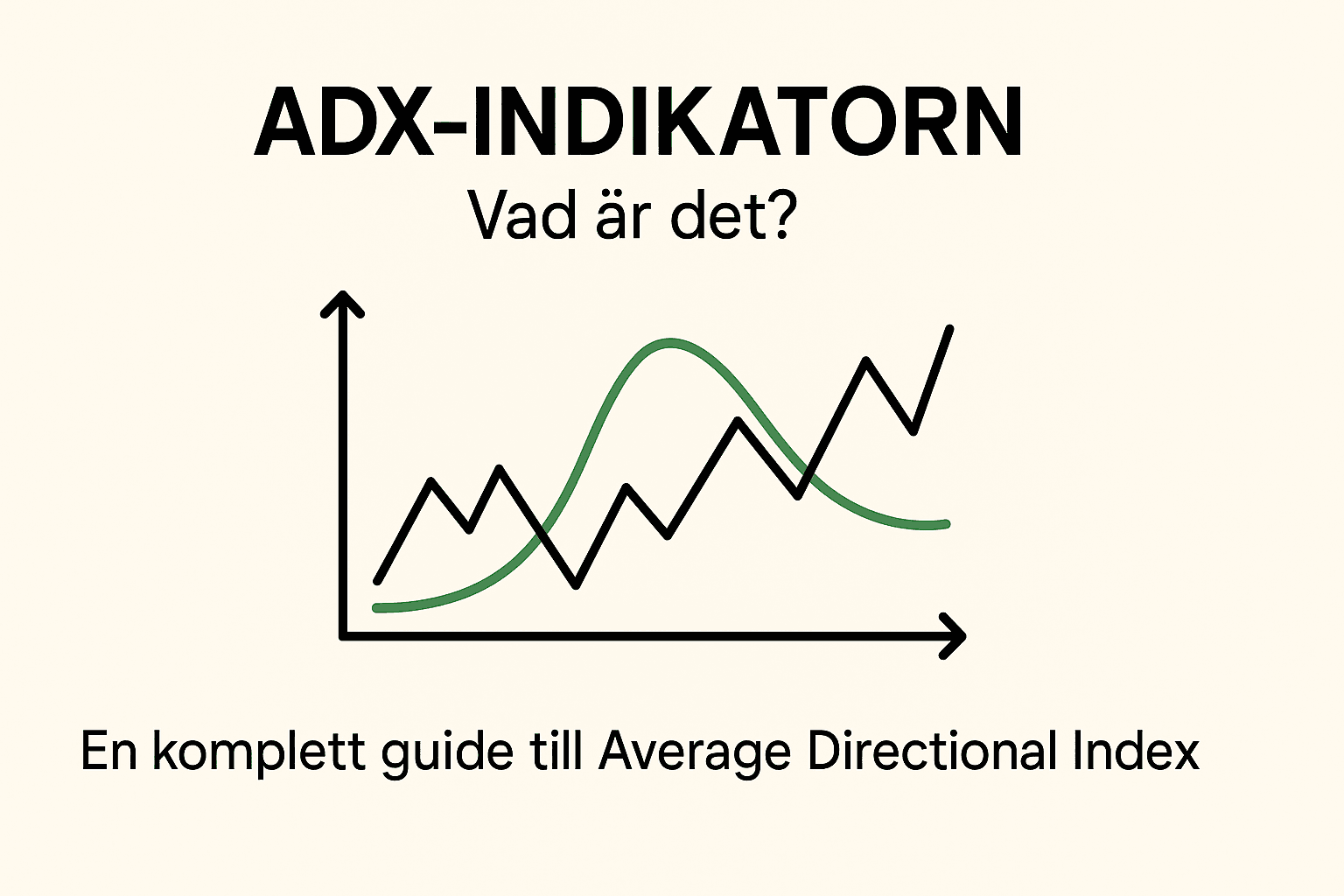 Minimalistisk bild på en prisgraf med ADX-kurva som förklarar vad ADX-indikatorn är.