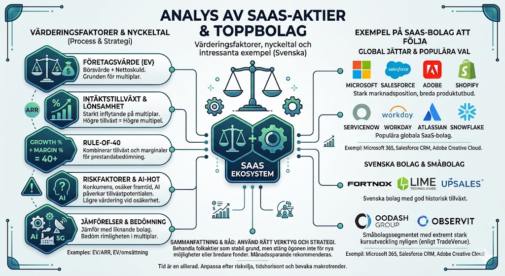 saas-aktier i år bästa saas-bolagen på börsen, saas nyckeltal, fortnox, lime technologies, rule of 40, ev/arr, tillväxtaktier.