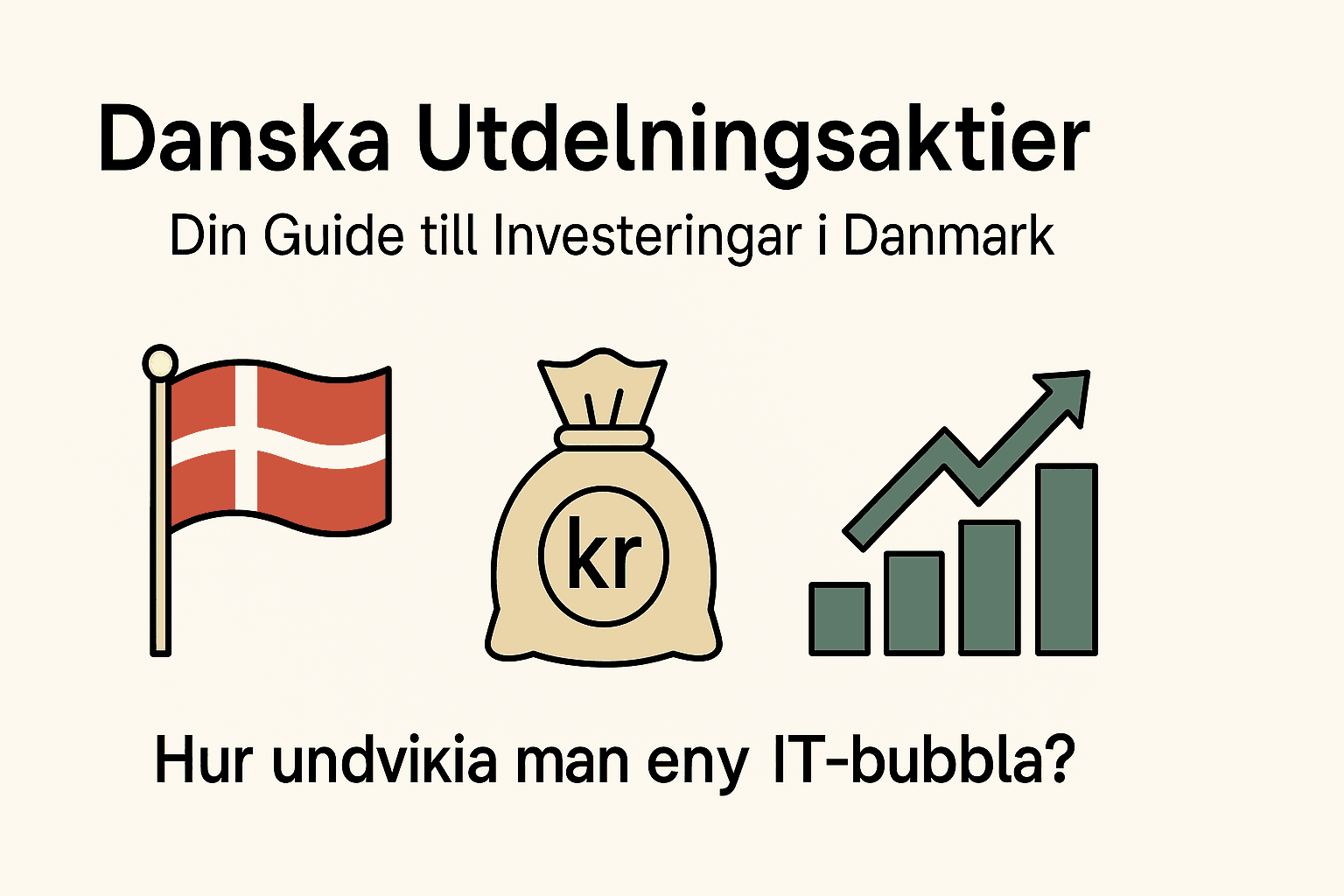 Dina Pengar 272 Samuelssons Rapport Enkel bild som förklarar danska utdelningsaktier med symboler på den danska flaggan, en pengapåse och ett växande diagram.