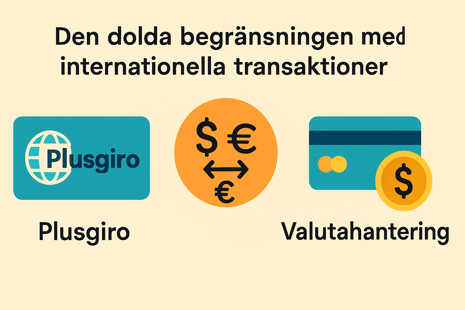 Vad är Plusgiro? – Din Guide till Plusgirot och Betalningstjänster 2 Samuelssons Rapport Infografik som visar Plusgiro, valutaväxling och kreditkortsavgifter för att illustrera begränsningar vid internationella transaktioner.