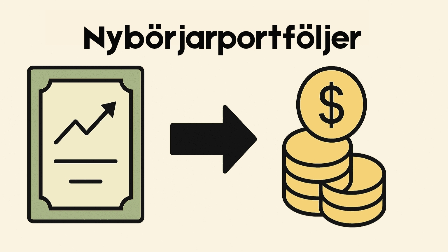 nybörjarportföljer som slagit index sedan 2008, illustration av aktieportfölj med stigande graf och guldmynt, investeringar som presterar bättre än OMXS30 och Avanza Zero.
