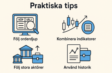 mäklarförkortningar på stockholmsbörsen, praktiska tips, följ orderdjup, kombinera indikatorer, följ stora aktörer, använd historik.