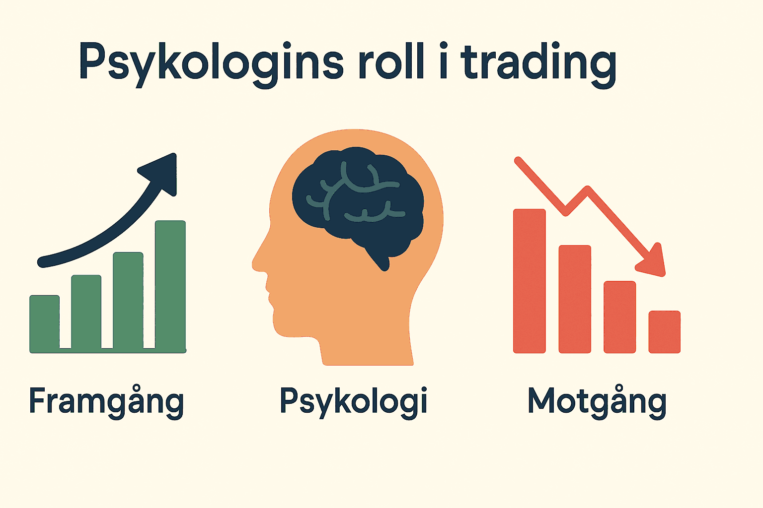 SR VIP Forum: Sveriges Bästa Tradingforum och Aktieforum för Traders 2 Samuelssons Rapport Minimalistisk infografik som visar psykologi som en central del av framgång och motgång i trading.