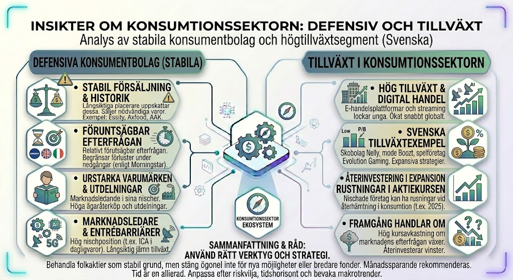 Konsumentaktier – Bästa svenska konsumentaktierna, Utdelning och Komplett guide 2 Samuelssons Rapport Stabila konsumentaktier, trygga utdelningsaktier, långsiktig investering konsumentsektorn, svenska konsumentbolag, defensiva aktier, låg risk aktieportfölj.