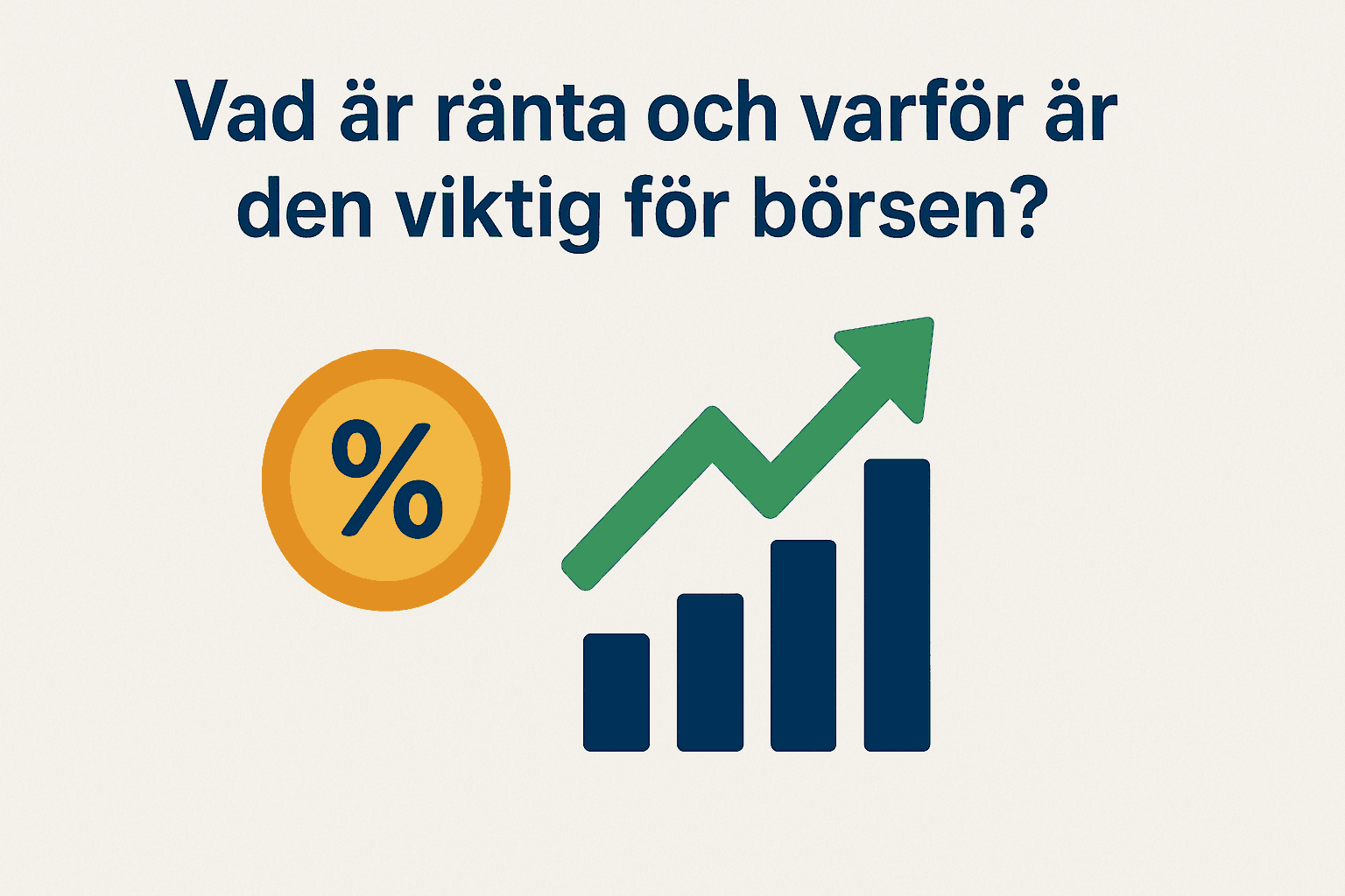 Ränta symboliserad av procenttecken och börsutveckling med pil uppåt