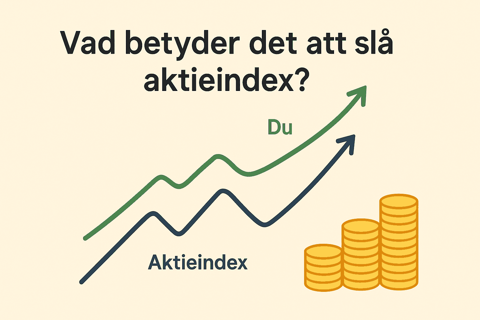 Graf som visar att din avkastning överträffar ett aktieindex över tid.
