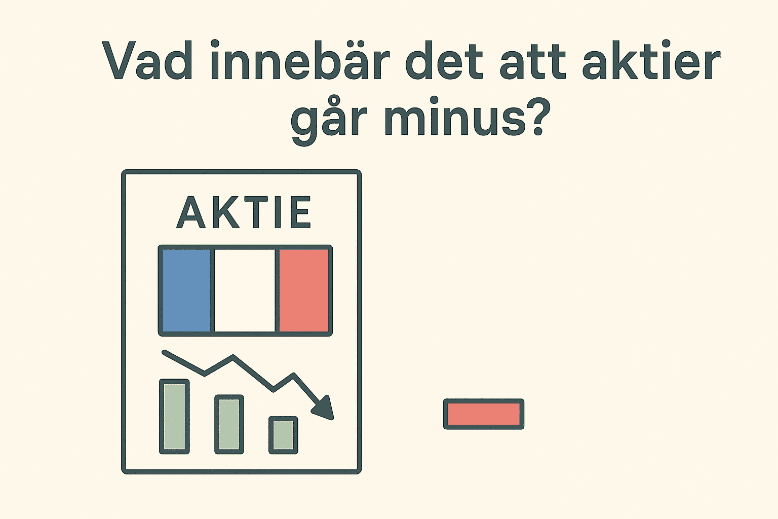 Kan aktier gå minus? – Risker och möjligheter med aktieinvesteringar 1 Samuelssons Rapport En graf med nedåtgående aktiekurva och ett rött minustecken illustrerar vad det innebär när aktier går minus.