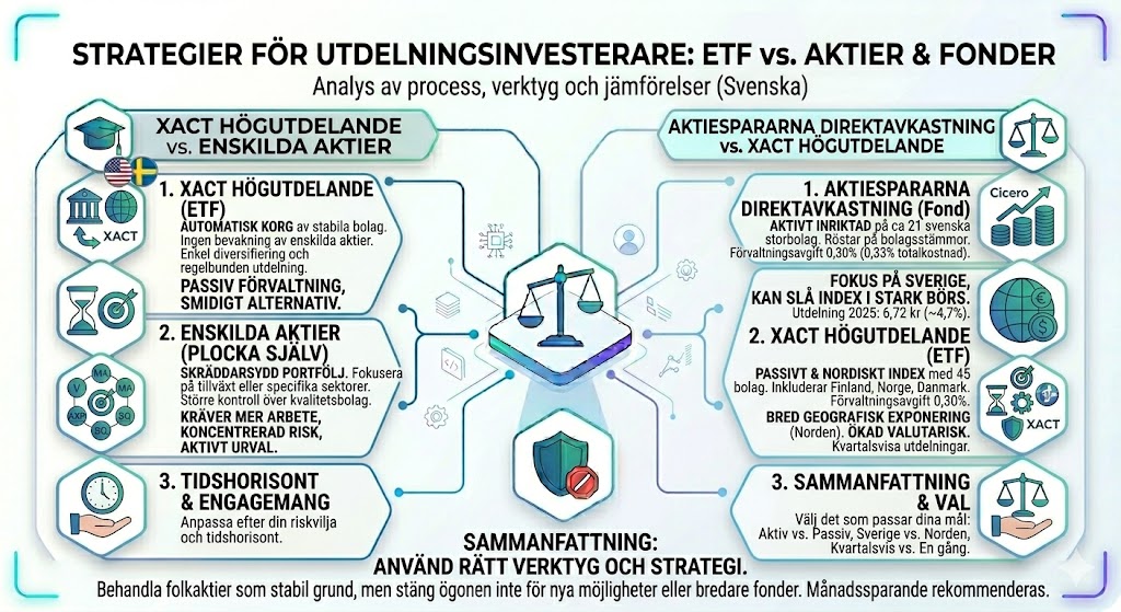XACT högutdelande utdelning innehav avgift och avkastning, enskilda aktier, aktiespararna direktavkastning, etf, strategier utdelningsinvesterare, fonder.