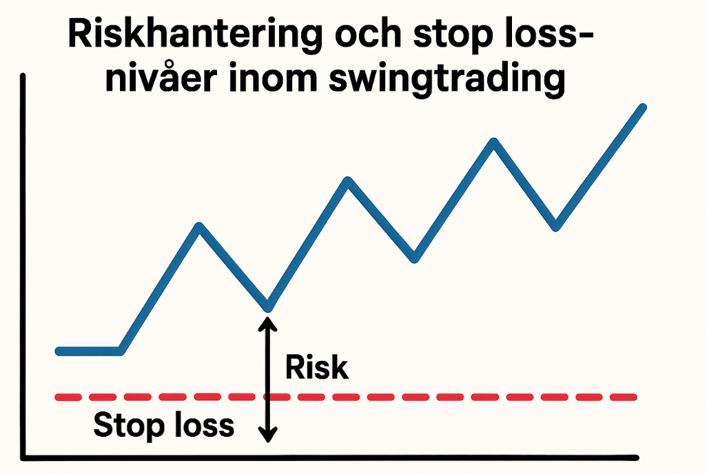 En graf som visar riskhantering och stop loss-nivåer inom swingtrading.