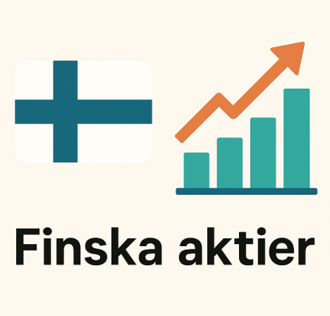 Bästa finska aktier att investera i 2025 – En komplett guide 1 Samuelssons Rapport Minimalist bild som visar finska flaggan, ett stigande stapeldiagram och en euro-symbol under rubriken "Finska aktier".
