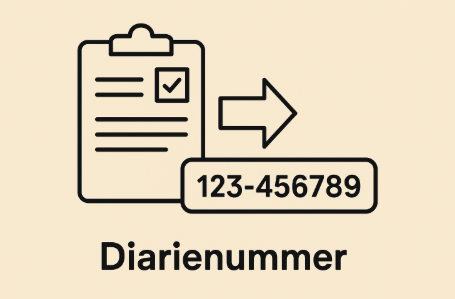 Vad betyder diarienummer? – Allt du behöver veta om diarienummer 1 Samuelssons Rapport Minimalist illustration av ett diarienummer – ett dokument på en skrivbräda, en pil och en kod: 123-456789.