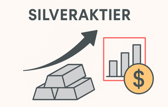 silveraktier, korta sökord för investering i silveraktier, stapeldiagram med tillväxt, silvertackor och dollarmynt, guide till bästa silveraktierna i år.